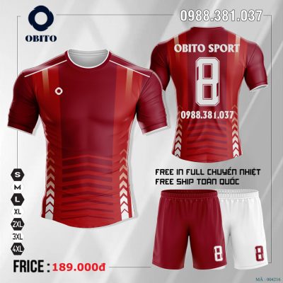 Áo Đấu Màu Đỏ Đẹp Tự Thiết Kế Không Logo Tại Obito Sport
