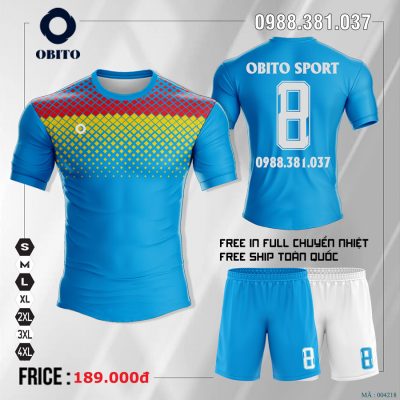 Áo Đấu Tự Thiết Kế Không Logo Obito Sport Màu Xanh Ya Đẹp