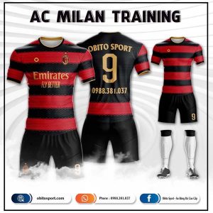 Áo đá banh đẹp clb AC Milan training 08 màu đen