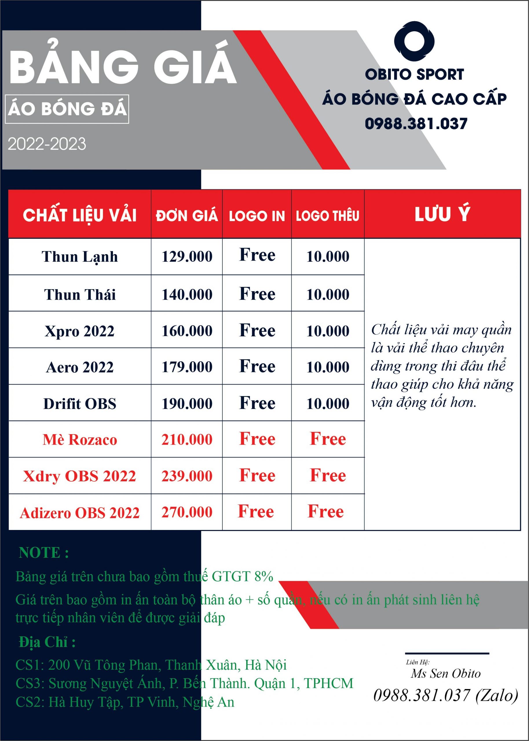 Bảng giá đặt may áo bóng đá hà Nội 07
