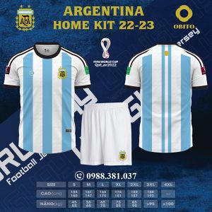 Mẫu áo đội tuyển Argentina sân nhà World Cup 2022 độc nhất với thiết kế vô cùng đẹp mắt cùng chất liệu thể thao cao cấp nhất mang đến những trải nghiệm có 1- 0 - 2 cho bạn trong mọi hoạt động.