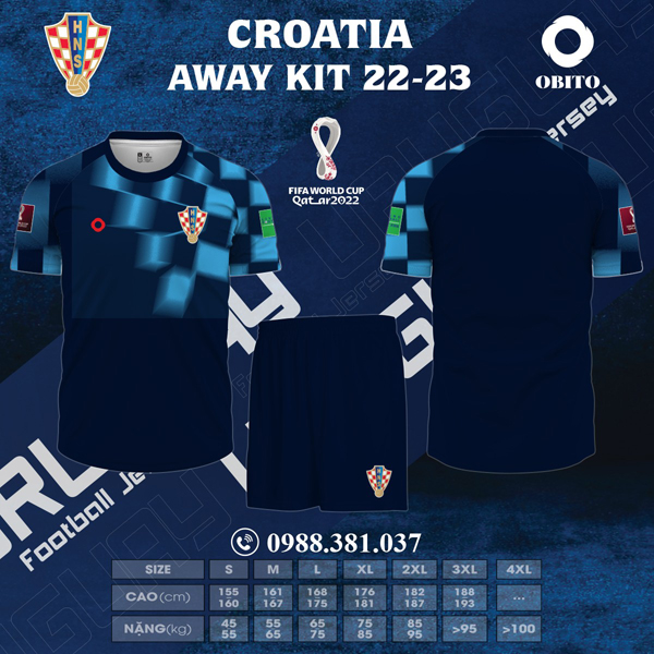Áo Đấu Đội Tuyển Croatia Sân Khách World Cup 2022 - 2023 Mới Nhất đã được chào bán tại Shop Obito Sport. Với mẫu áo vô cùng hiện đại và xuất sắc, hơn nữa là mẫu áo mới nhất nằm trong bộ sưu tập áo đội tuyển.