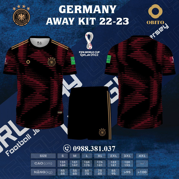 Hình ảnh mẫu áo đội tuyển Đức sân nhà World Cup 2022. Thiết kế mới đến từ shop Obito Sport đang được đông đảo người hâm mộ đội bóng săn lùng.