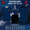 Áo Đấu Đội Tuyển Hà Lan Sân Khách World Cup 2022 - 2023 Đẹp Mỹ Mãn đã được lấy gam màu tím than làm gam màu chính cho chiếc áo. Và cũng là mẫu áo mới nhất nằm trong bộ sưu tập áo bóng đá đội tuyển mới nhất của Shop Obito Sport.