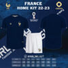 Hình ảnh Mẫu áo đội tuyển Pháp sân nhà World Cup 2022. Màu xanh bích đậm bắt mắt phù hợp với người cá tính và đam mê môn thể thao vua.