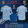 Áo Đội Tuyển Tây Ban Nha Sân Khách World Cup 2022 - 2023 Ấn Tượng Nhất. là một phiên bản nhằm mang lại sự độc đáo trong các họa tiết được sử dụng trên thân áo vô cùng ấn tượng. Chiếc áo đã mang đến một sự pha trộn của màu sắc vô cùng độc đáo giữa màu xanh mc và màu xanh bích nhạt. Và cũng là mẫu áo độc nhất nằm trong bộ sưu tập áo đấu đội tuyển của Obito Sport.