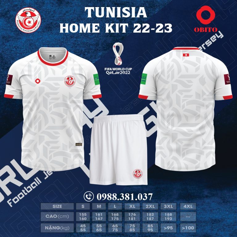 Mẫu Áo Đội Tuyển Tunisia Sân Nhà World Cup 2022 Đẹp