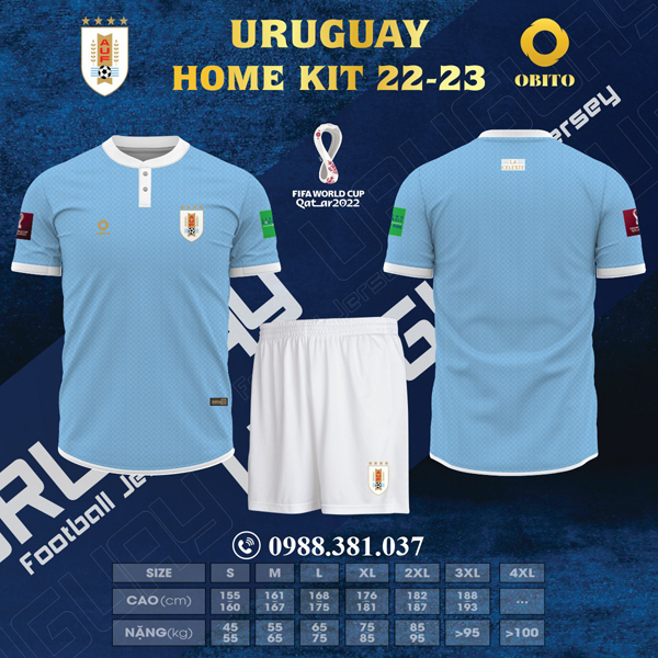 Áo Bóng Đá Uruguay Đội Tuyển Sân Nhà 2022 - 2023 Chinh Phục Các Fan Hâm Mộ đã được các fam săm lùng chao đảo trong thời gian qua. Và đây cũng là mẫu áo bóng đá đội tuyển mới được ra mắt trong bộ sưu tập áo đấu của Shop Obito Sport.
