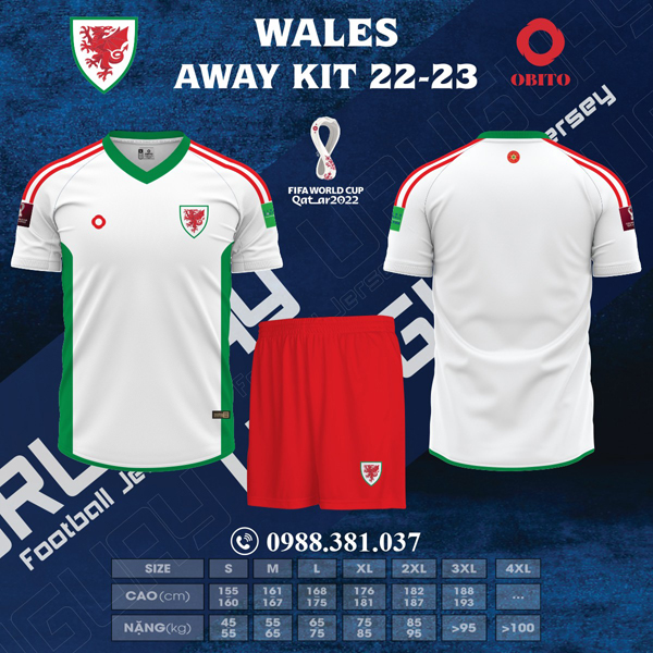 Áo Đội Tuyển Wales Sân Khách World Cup 2022 - 2023