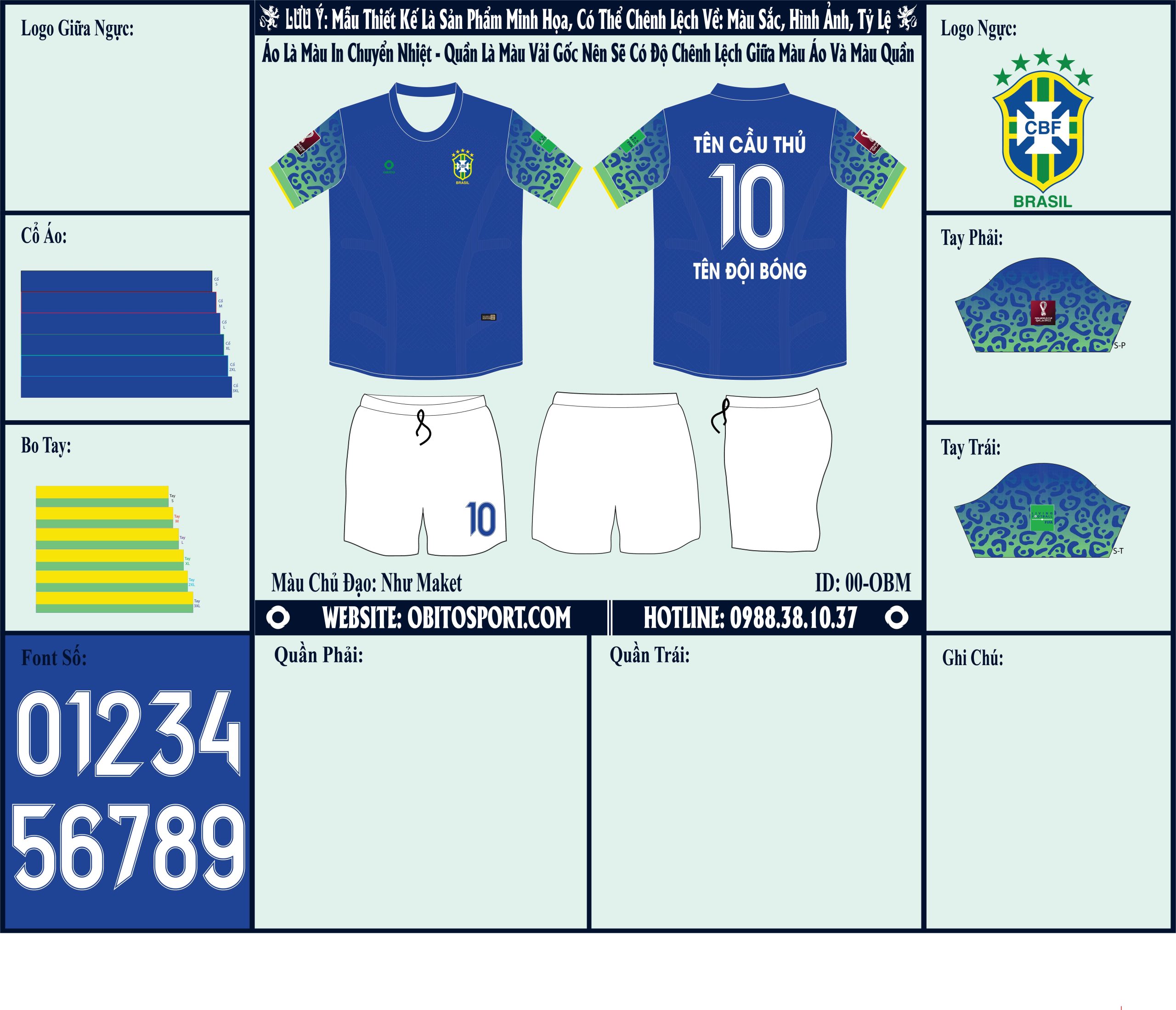Mẫu market áo đội tuyển Brazil sân khách World Cup 2022 với màu xanh bích đầy thu hút. Ngoài ra, áo còn được kết hợp cùng với các đường họa tiết độc đáo màu xanh ngọc trên ống tay. Thiết kế này chắc chắn sẽ không làm fan hâm mộ thất vọng đâu. 