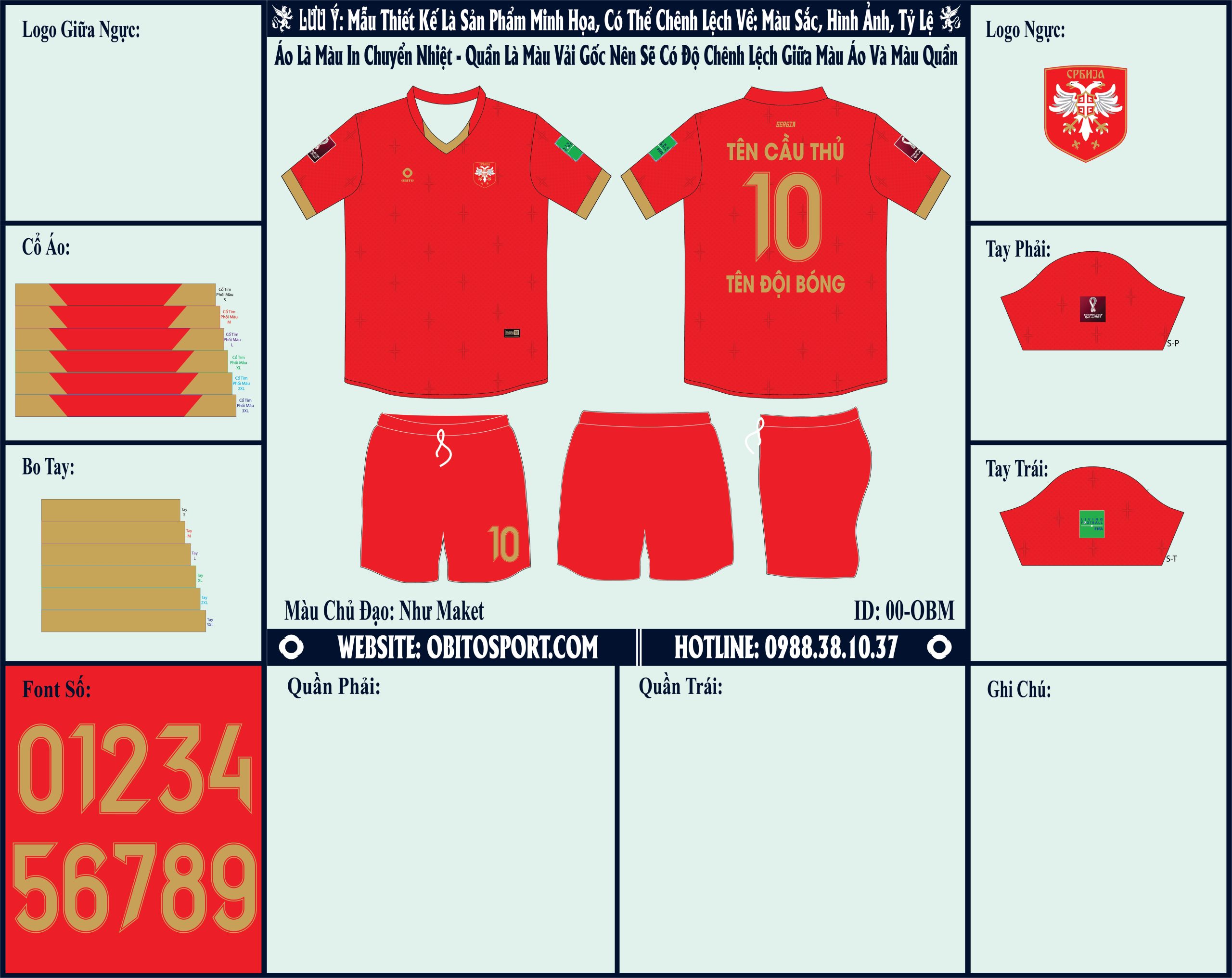 Mẫu ảnh áo đội tuyển Serbia sân nhà World Cup 2022 Market - Chúng ta sẽ thấy sự xuất hiện màu đỏ làm gam màu chủ đạo. Màu sắc này áp dụng cho mặt trước và mặt sau của áo. Còn chiếc quần short đi kèm sẽ là cùng gam màu. Sự phổi hợp của gam màu này mang đến sự khỏe khoắn và nét đẹp cần có để hoàn thiện cho bộ trang phục áo đấu.