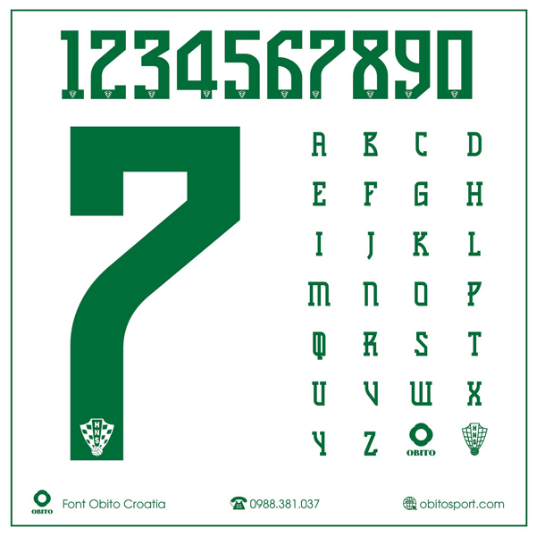 Font số Obito Croatia 2023