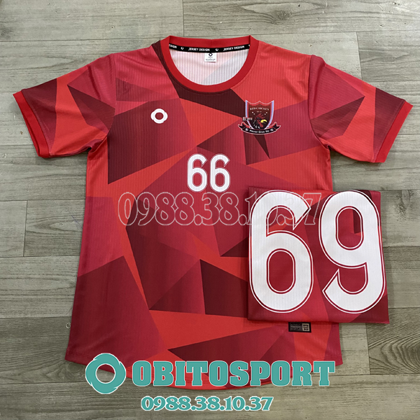 Mẫu áo đá banh tự thiết kế màu đỏ đẹp