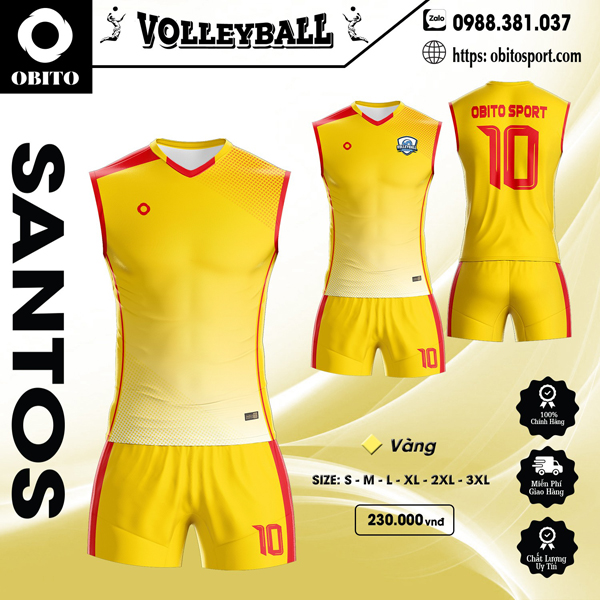 Trang phục bóng chuyền Obito Santos màu vàng