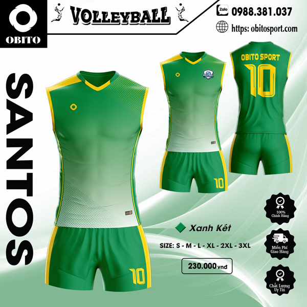Trang phục bóng chuyền Obito Santos màu xanh két