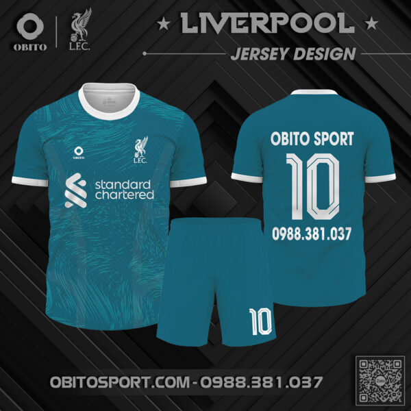 Áo clb Liverpool màu xanh đậm đẹp