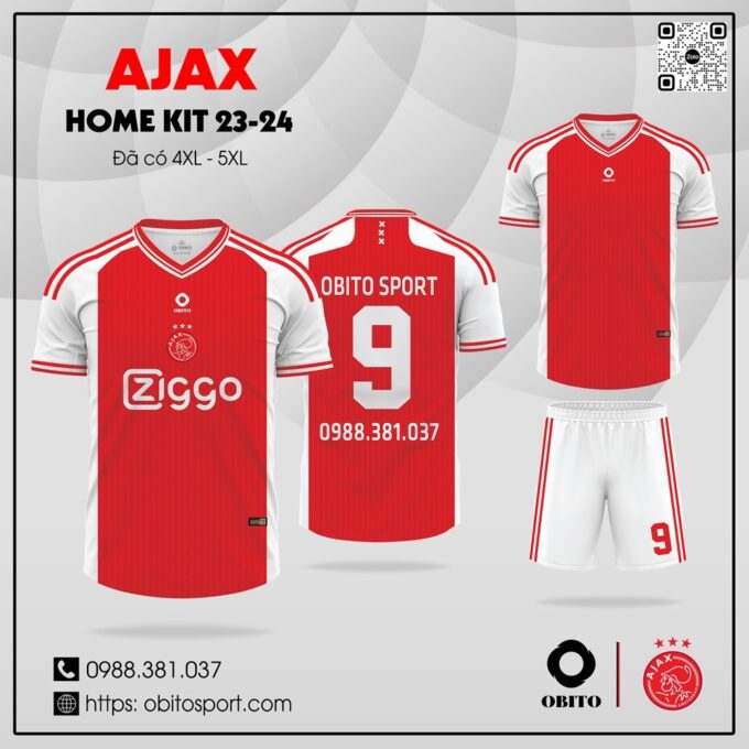 Áo đấu câu lạc bộ Ajax sân nhà 2023-2024