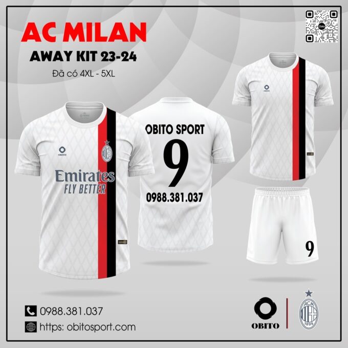Trang phục áo bóng đá AC Milan sân khách 2023-2024