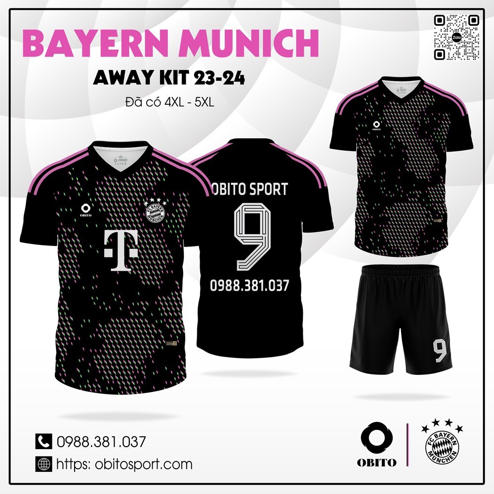 Áo bóng đá câu lạc bộ Bayern sân khách 2023-2024