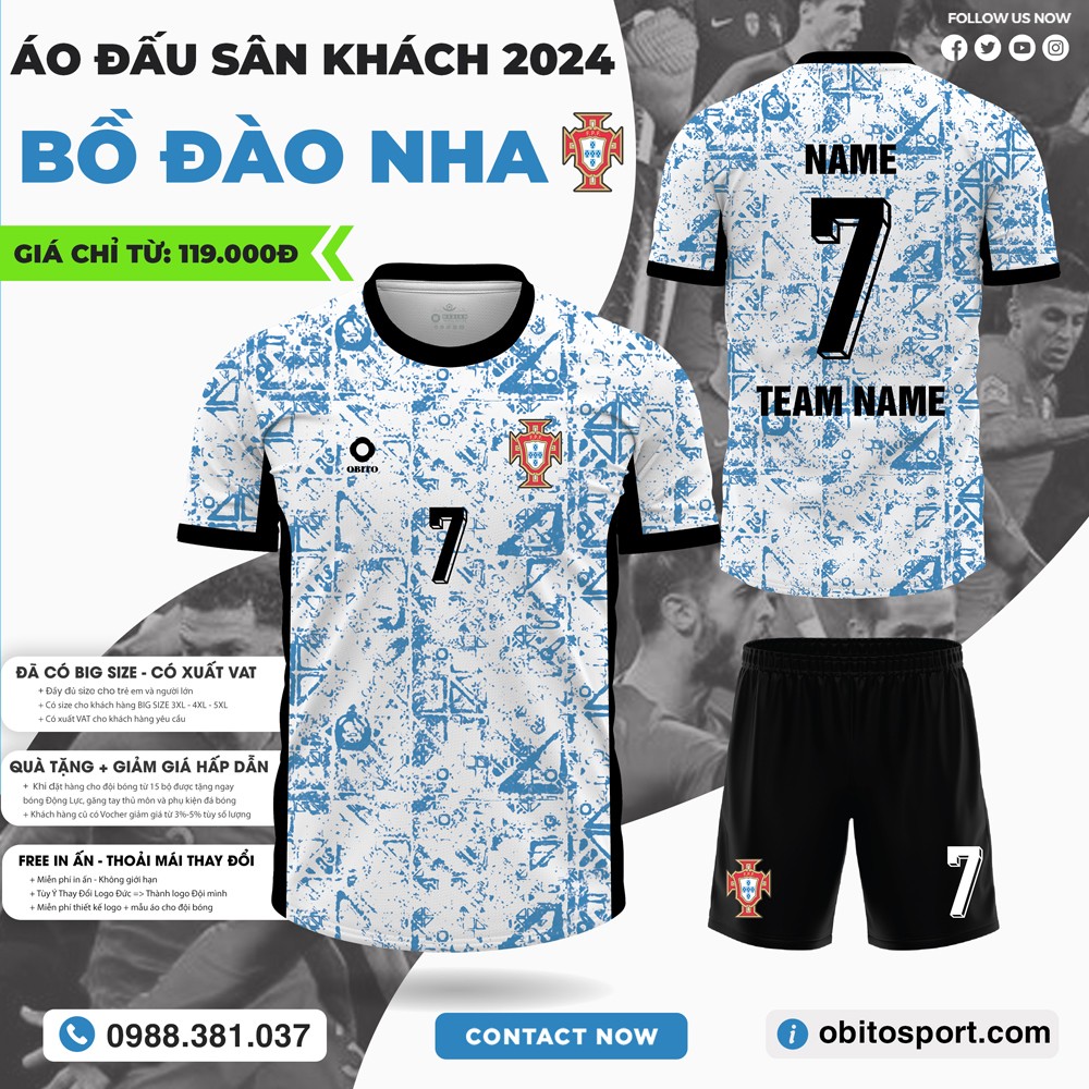 Mẫu áo bóng đá đội tuyển Bồ Đào Nha sân khách EURO 2024