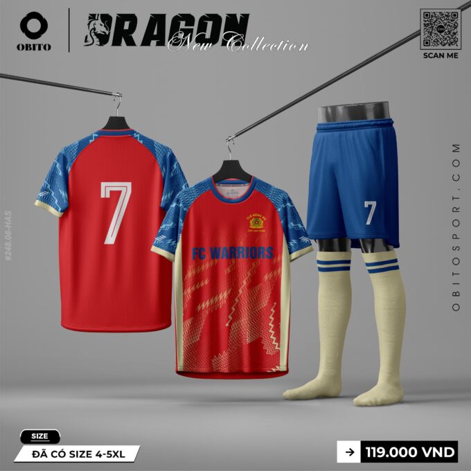Demo Áo Thi Đấu FC WARIORS Màu Đỏ Tại Obito Sport