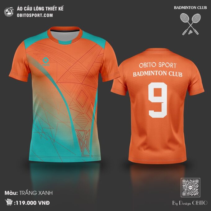 Áo Cầu Lông Thiết Kế Màu Cam Xanh - Obito Sport