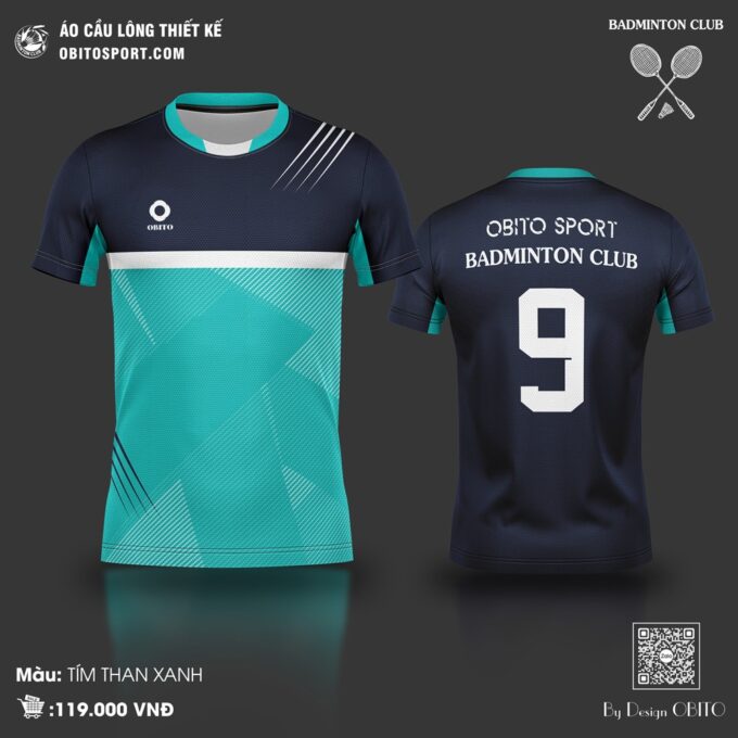 Áo Cầu Lông Tím Than Xanh OBITO SPORT – Thiết Kế Năng Động, Nam Tính