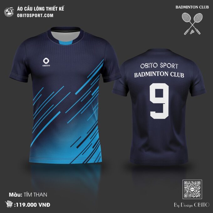 Áo Cầu Lông Thiết Kế Màu Tím Than Obito Sport