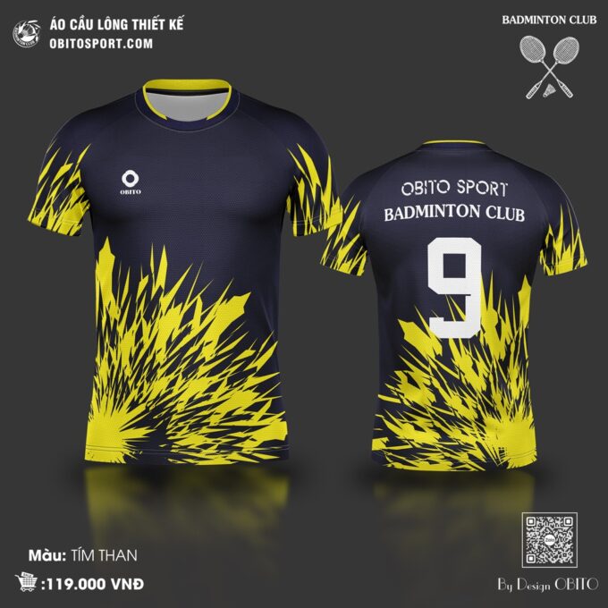 Áo Cầu Lông OBITO SPORT - Tím Than Bứt Phá