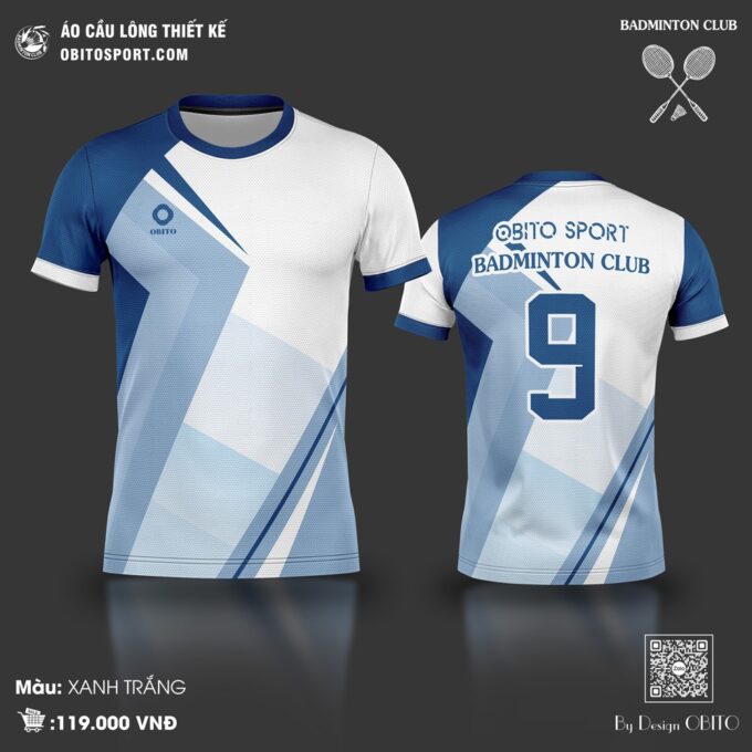 Áo Cầu Lông OBITO SPORT Xanh Dương Trắng – Đẳng Cấp Mạnh Mẽ & Tinh Tế