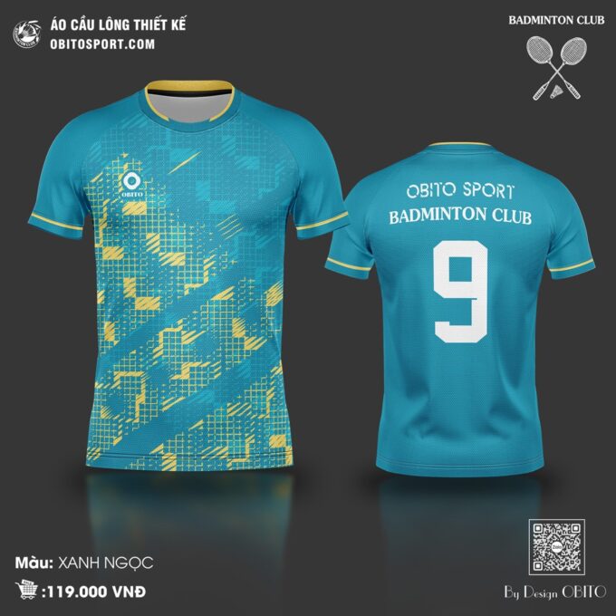 Áo Cầu Lông OBITO SPORT Xanh Ngọc - Body Fit Năng Động