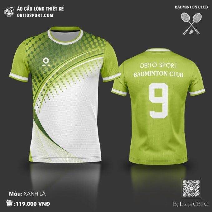 Áo Cầu Lông Nam Nữ OBITO SPORT Màu Xanh Lá – Năng Động & Chuyên Nghiệp