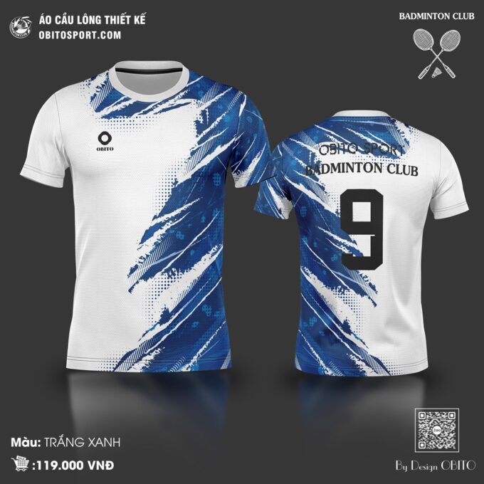 Quần Áo Cầu Lông Màu Trắng Xanh Tại Obito Sport