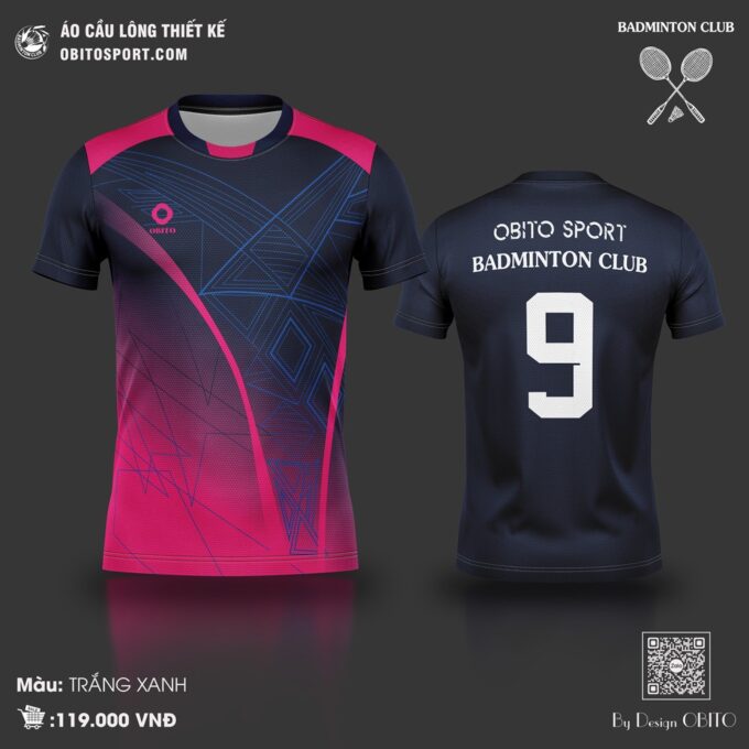 Áo Cầu Lông Thiết Kế OBITO SPORT Màu Navy Nổi Bật