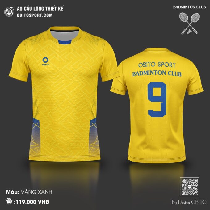 Áo Cầu Lông Thiết Kế OBITO SPORT Màu Vàng Năng Động