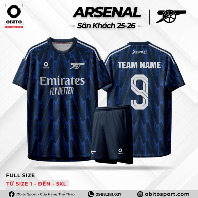 Mẫu Quần Áo Bóng Đá ARSENAL Sân Khách 25-26