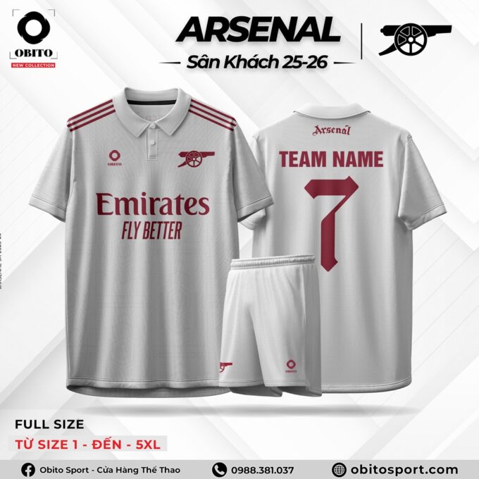Quần Áo Câu Lạc Bộ ARSENAL Sân Khách 25-26