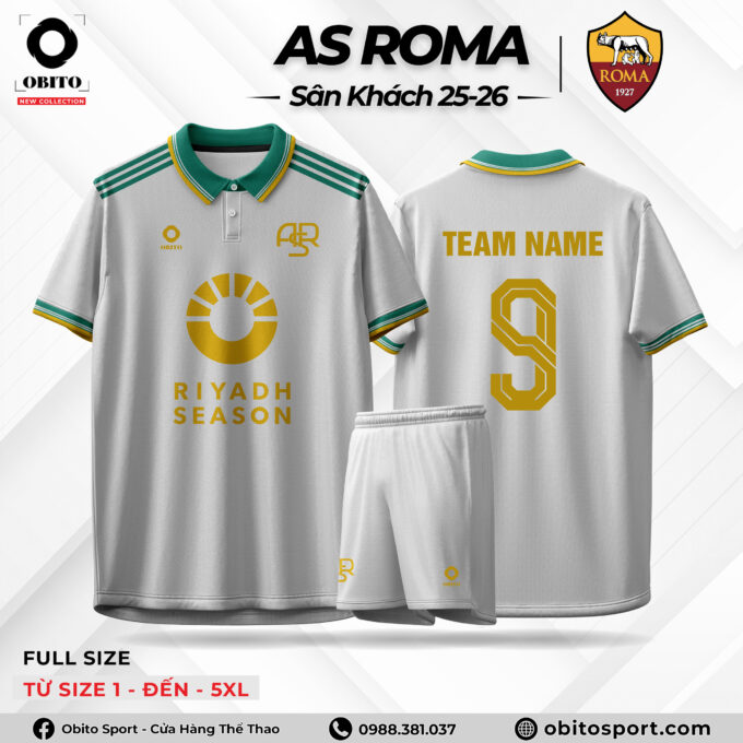 Áo Đá Banh AS ROMA sân Khách 25-26 Đẹp Nhất