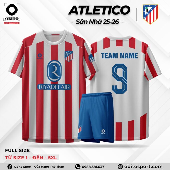 Quần Áo Đá Bóng ATLETICO Sân Nhà 25-26