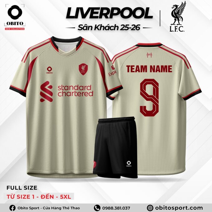 Quần Áo Đá Bóng Sân Khách LIVERPOOL 25-26 Mới Nhất