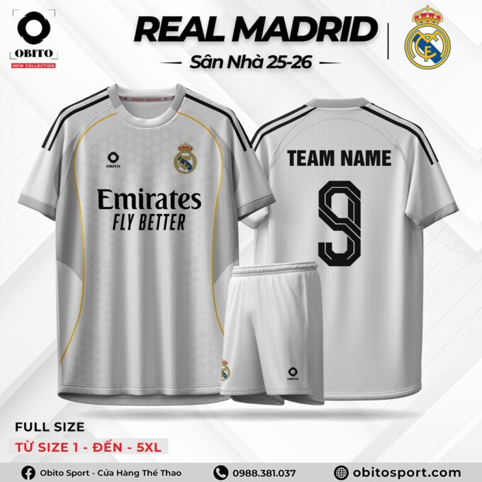 Quần Áo Đá Bóng REAL MADRID Sân Nhà 25-26